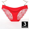 Image of 3pcs/lot Sexy Women Panties set Lace Briefs Ice Silk Seamless Underwear Thong Lingerie Transparent Underpants String Pants #D