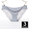 Image of 3pcs/lot Sexy Women Panties set Lace Briefs Ice Silk Seamless Underwear Thong Lingerie Transparent Underpants String Pants #D