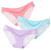 Image of 3pcs/lot Sexy Women Panties set Lace Briefs Ice Silk Seamless Underwear Thong Lingerie Transparent Underpants String Pants #D