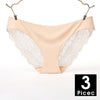 Image of 3pcs/lot Sexy Women Panties set Lace Briefs Ice Silk Seamless Underwear Thong Lingerie Transparent Underpants String Pants #D