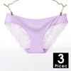 Image of 3pcs/lot Sexy Women Panties set Lace Briefs Ice Silk Seamless Underwear Thong Lingerie Transparent Underpants String Pants #D
