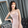 Image of Jerrinut Silk Satin Nightgown Women Sleeveless Nightdress Nighties Sleepwear Homewear With Chest Pads Sexy Lingerie