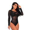 Image of Liva Girl 2019 Nude Mesh Bodysuit Rompers Bodycon Jumpsuit Turtleneck Skinny Bodysuits Transparent New Women Sexy Body Clothing
