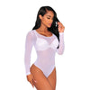 Image of Liva Girl 2019 Nude Mesh Bodysuit Rompers Bodycon Jumpsuit Turtleneck Skinny Bodysuits Transparent New Women Sexy Body Clothing