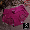 Image of Women Ice Silk Panties Seamless Briefs Set Sexy Lace Underwear Low Waist Patchwork Lingerie Underpants 3pcs/lot #F