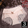 Image of Women Ice Silk Panties Seamless Briefs Set Sexy Lace Underwear Low Waist Patchwork Lingerie Underpants 3pcs/lot #F