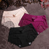 Image of Women Ice Silk Panties Seamless Briefs Set Sexy Lace Underwear Low Waist Patchwork Lingerie Underpants 3pcs/lot #F