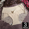 Image of Women Ice Silk Panties Seamless Briefs Set Sexy Lace Underwear Low Waist Patchwork Lingerie Underpants 3pcs/lot #F