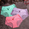 Image of Women Ice Silk Panties Seamless Briefs Set Sexy Lace Underwear Low Waist Patchwork Lingerie Underpants 3pcs/lot #F