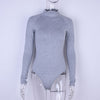 Image of Women Long Sleeve Bodysuit Fashion Stretch Women's Bodysuit With Button Solid Slim Casual Ladies Rompers Autumn Clothing