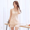 Image of Women Pajamas 5 Pieces Satin Sleepwear Pijama Silk Home Wear Home Clothing Embroidery Sleep Lounge Pyjama with Chest Pads