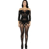 Image of ms ragdoll Sexy Bodystockings Black Sex Nightwear Erotic Appear Underwear Sleepwear Intimate Kimono Sex product Crotchless Teddy