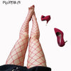 Image of white medium grid SEXY women high waist stocking fishnet club tights panty knitting net pantyhose trouser mesh lingerie TT016