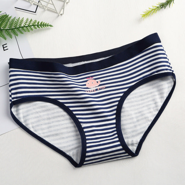 1pcs Women Stripe Briefs Cotton Sexy Panties Underwear Oversize Ladies Cartoon Cute Soft Kawaii Cute Plus Size XL/XXL Panty 20