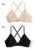 Image of 2 PCS comfort cotton bras for women thin french style bralette sexy deep V triangle cup wireless Push Up seamless wire free bra