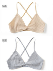 2 PCS comfort cotton bras for women thin french style bralette sexy deep V triangle cup wireless Push Up seamless wire free bra