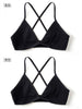 Image of 2 PCS comfort cotton bras for women thin french style bralette sexy deep V triangle cup wireless Push Up seamless wire free bra