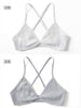 Image of 2 PCS comfort cotton bras for women thin french style bralette sexy deep V triangle cup wireless Push Up seamless wire free bra