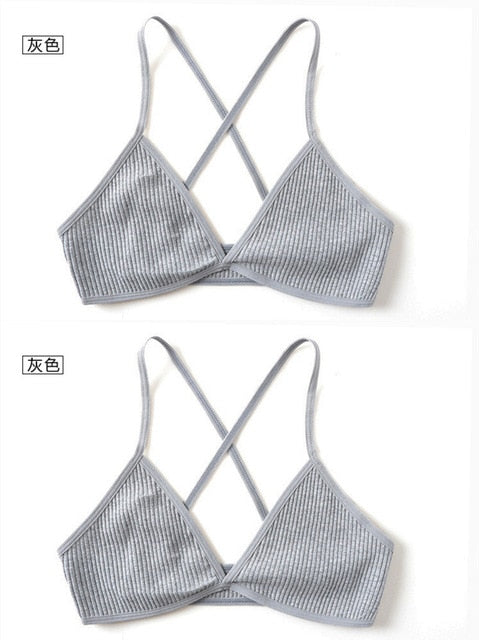 2 PCS comfort cotton bras for women thin french style bralette sexy deep V triangle cup wireless Push Up seamless wire free bra