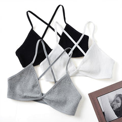 2 PCS comfort cotton bras for women thin french style bralette sexy deep V triangle cup wireless Push Up seamless wire free bra