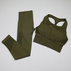 2 Piece Yoga Set Sexy Longline Sports Bra+High Waist Energy Seamless Leggings Women Fitness Sport Suit Gym Set Workout Clothes