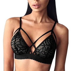 2017 New arrivalSexy Women's Lace Floral Sheer Deep V Unpadded Bralette Bra Bustier Crop Tops Lingerie