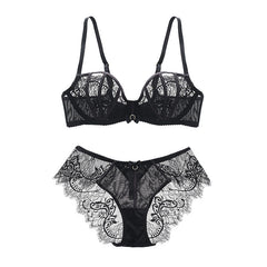 2017New fashion design europe victoria ultra thin lace sexy lingerie lace bra set women Gather breathable underwear bra sets JYF