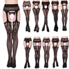 Image of 2018 Hollow Out Tights Lace Sexy Stockings Female Thigh High Fishnet Embroidery Transparent Pantyhose Women Black Lace Lingerie