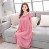 Image of 2018 O Neck Women Satin Nightgown Sexy Lace Sleepwear Short Sleeve Ladies Silk Nightwear Sleep Wear Night Gown Lingerie Dress