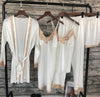 Image of 2018 Women Satin Sleepwear 5 Pieces Pyjamas Sexy Lace Pajamas Sleep Lounge Pijama Silk Night Home Clothing Pajama Suit