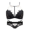 Image of 2018 new bra set embroidery wireless lace bra and panty set ultra thin sexy halter bralette lingerie set underwear women set