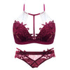Image of 2018 new bra set embroidery wireless lace bra and panty set ultra thin sexy halter bralette lingerie set underwear women set