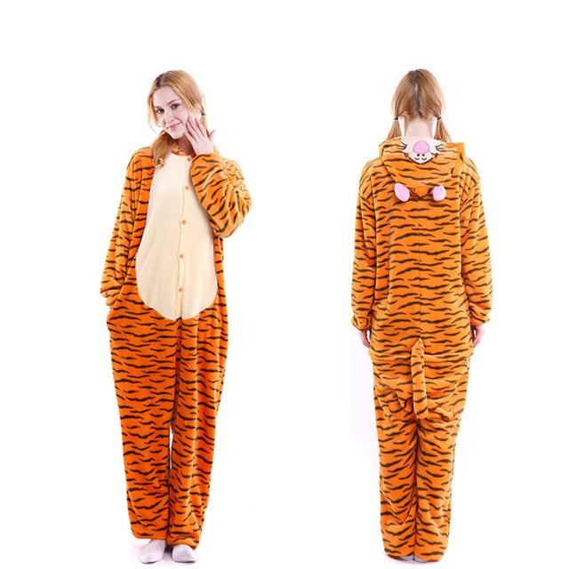 2019 Adults Animal Pajamas Cartoon Sleepwear Unicorn Pajamas Sets Stitch Shark Kigurumi Unicornio Women Men Warm Flannel Hooded