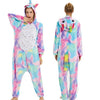 Image of 2019 Adults Animal Pajamas Cartoon Sleepwear Unicorn Pajamas Sets Stitch Shark Kigurumi Unicornio Women Men Warm Flannel Hooded