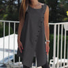 Image of 2019 Celmia Vintage Blouses Women Asymmetrical Tunic Tops Summer Sleeveless Buttons Casual Split Long Shirts Plus Size Blusas