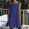 Image of 2019 Celmia Vintage Blouses Women Asymmetrical Tunic Tops Summer Sleeveless Buttons Casual Split Long Shirts Plus Size Blusas