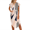 Image of 2019 Hot Sale Women Midi Party Dresses Geometric Print Summer Boho Beach Dress Loose Batwing Sleeve Dress Vestidos Plus Size