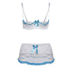 Image of 2019 New Sexy Lingerie Hot Erotic Lace Babydoll Pajamas Exotic Open Bra Underwear Suit Open Cup Bra+Garter+Skirt With Steel Ring