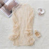 Image of 2019 New Women Sexy  Round Neck Lace Lingerie Sleepwear Dress Underwear Babydoll Nightgown Black White nightdress chemise de nui