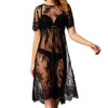 Image of 2019 New Women Sexy  Round Neck Lace Lingerie Sleepwear Dress Underwear Babydoll Nightgown Black White nightdress chemise de nui