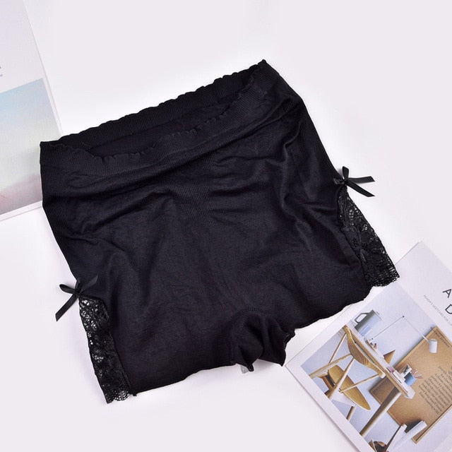 2019 Safety Short Pants Super Elastic 4 Colors Seamless Sexy Lace Bow Under Anti Emptied Boyshorts Skirts High Waist Panties