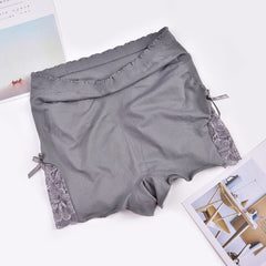 2019 Safety Short Pants Super Elastic 4 Colors Seamless Sexy Lace Bow Under Anti Emptied Boyshorts Skirts High Waist Panties