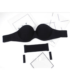 2019 Sexy Gathering Invisible Bras Bralette Underwear Women Push Up Strapless Bra Wedding Brassiere Underwired Back 1/2 Cup Band