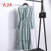 Image of 2019 Spring Women Dress For Ladies Long Sleeve Polka Dot Vintage Chiffon Shirt Dress Casual Black Red Floral Autumn Midi Dress