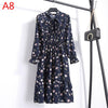 Image of 2019 Spring Women Dress For Ladies Long Sleeve Polka Dot Vintage Chiffon Shirt Dress Casual Black Red Floral Autumn Midi Dress