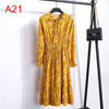 Image of 2019 Spring Women Dress For Ladies Long Sleeve Polka Dot Vintage Chiffon Shirt Dress Casual Black Red Floral Autumn Midi Dress