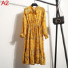 Image of 2019 Spring Women Dress For Ladies Long Sleeve Polka Dot Vintage Chiffon Shirt Dress Casual Black Red Floral Autumn Midi Dress