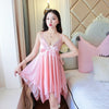 Image of 2019 Summer Sexy Lingerie Nightgowns for Women Silk Satin Lace Spaghetti Strap Night Dress Sleepwear Nightdress Nightwear Nighty