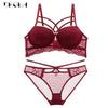 Image of 2019 Top Sexy Bra Set Push-Up Brassiere Bandage Black Embroidery Lingerie Sets Women Thick Gather Underwear Set Cotton Bras Lace