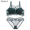 Image of 2019 Top Sexy Bra Set Push-Up Brassiere Bandage Black Embroidery Lingerie Sets Women Thick Gather Underwear Set Cotton Bras Lace